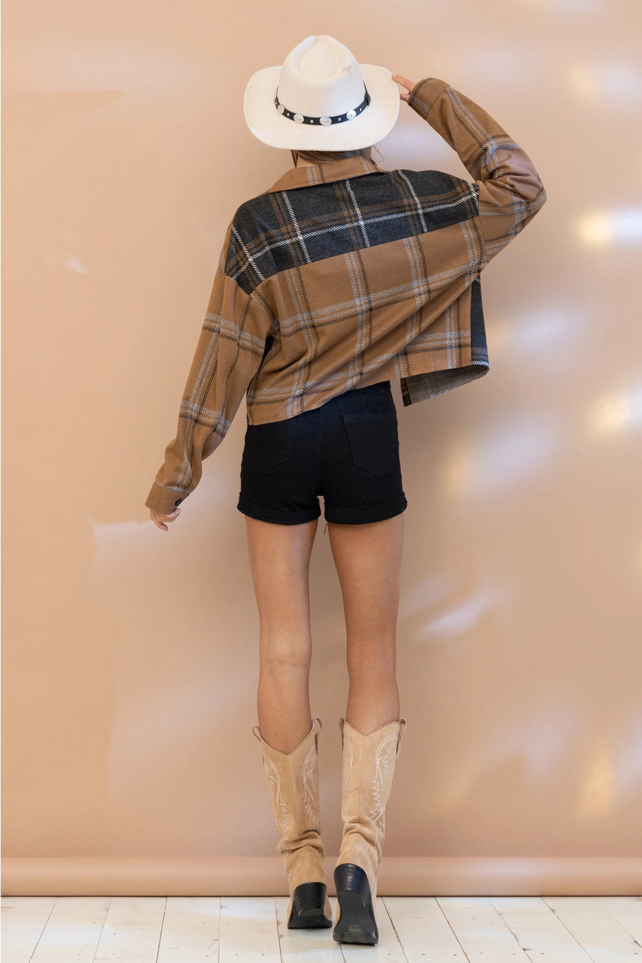 Soft Lightweight Plaid Cropped Shacket